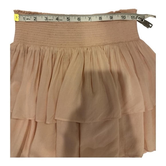 RAMY BROOK Sibyl Skirt Blush Sz S Smocked Ruffle Tiered Mini Skirt Preppy - Picture 8 of 11